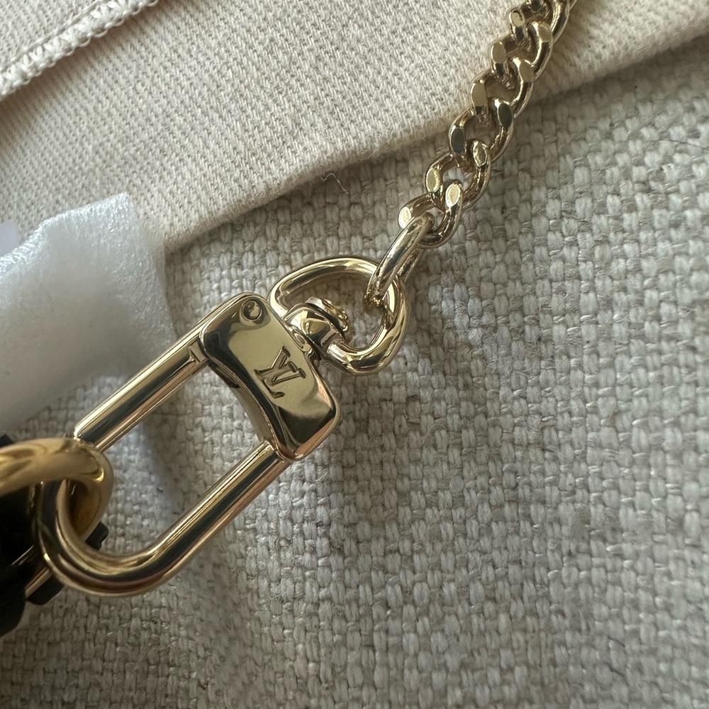 Louis Vuitton Mini Pochette White & Black Monogram Canvas with Gold Chain - Picture 3 of 4